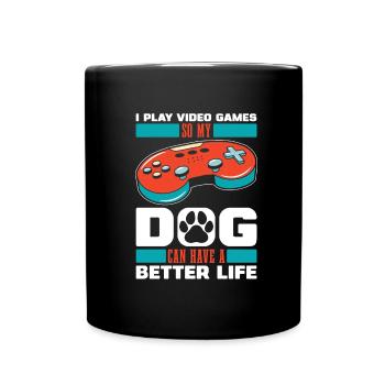 Gamer Gaming Dog - Full Colour Mug - black - Front