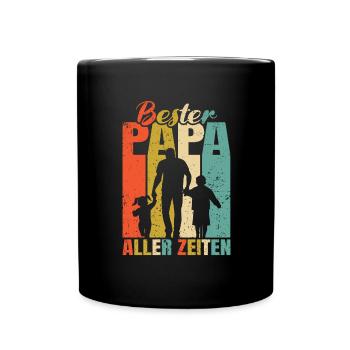 Bester Papa aller Zeiten 2 Kinder Ehemann Papa - Tasse einfarbig - Schwarz - Vorne