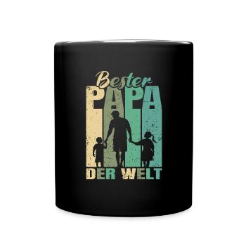 Bester Papa der Welt 2 Kinder Ehemann Papa - Tasse einfarbig - Schwarz - Vorne