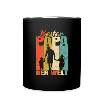 Bester Papa der Welt 2 Kinder Ehemann Papa - Tasse einfarbig - Schwarz - Vorne