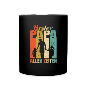 Bester Papa aller Zeiten 2 Kinder Ehemann Papa - Tasse einfarbig - Schwarz - Vorne