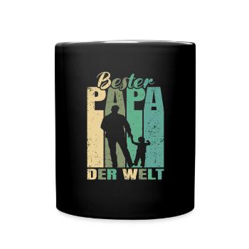 Bester Papa der Welt 1 Kind Ehemann Papa - Tasse einfarbig - Schwarz - Vorne