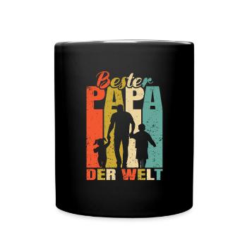 Bester Papa der Welt 2 Kinder Ehemann Papa - Tasse einfarbig - Schwarz - Vorne