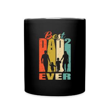 Meilleur père de tous les temps Père de 2 enfants Mari père - Mug uni - noir - Devant