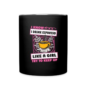 Kaffee Espresso Lustig - Tasse einfarbig - Schwarz - Vorne