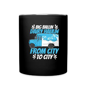 Cow Milk Funny Milk Wagon - Full Colour Mug - black - Front