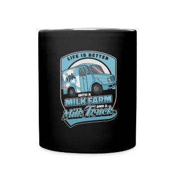 Camion de lait de vache drôle - Mug uni - noir - Devant