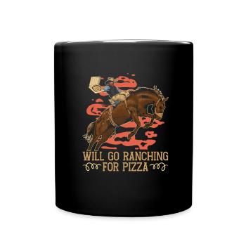 Rodeo Cowboy Pizza Ranch Cowboy - Tasse einfarbig - Schwarz - Vorne