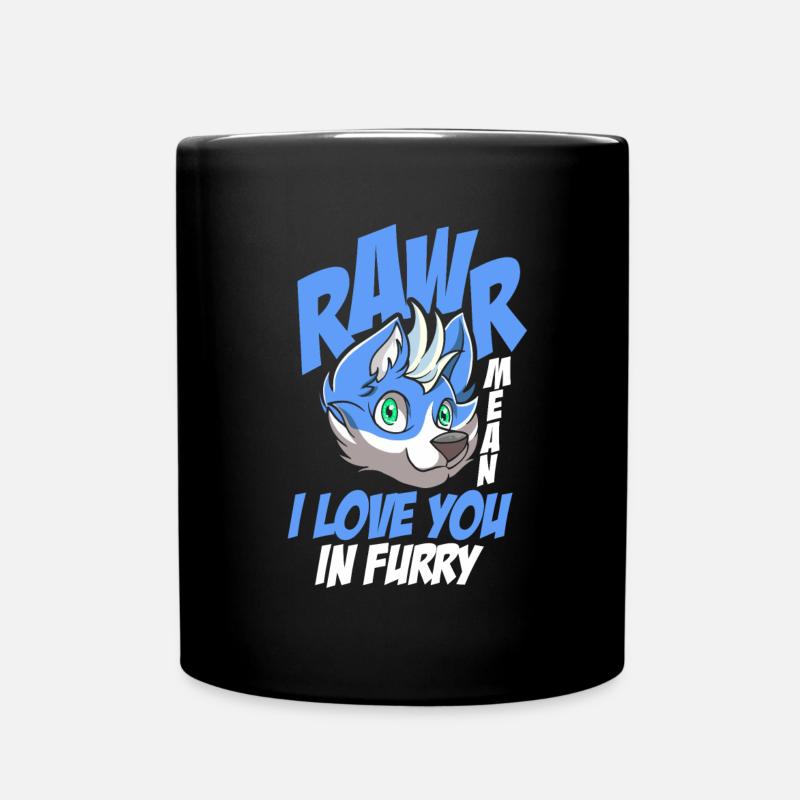 Furry Fandom Fursuits Love - Full Colour Mug - black