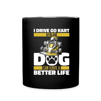 Go karting karting kart driver dog - Full Colour Mug - black - Front