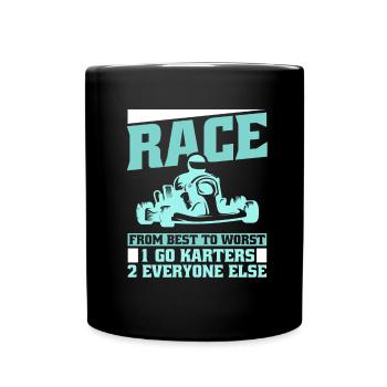 Go Kart Kartfahren Kartfahrer Cool - Tasse einfarbig - Schwarz - Vorne
