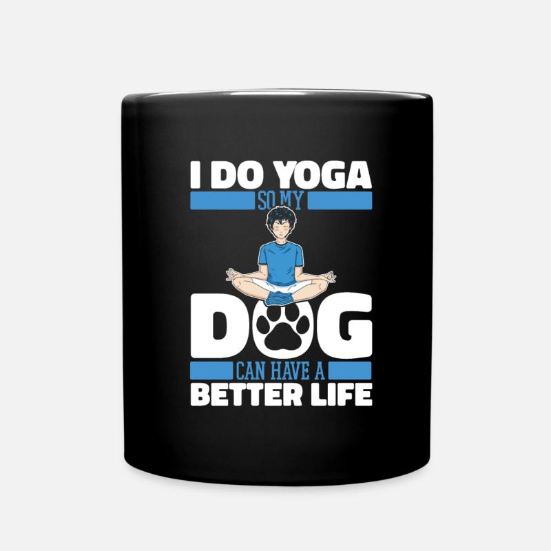 Yoga Hund - Tasse einfarbig - Schwarz