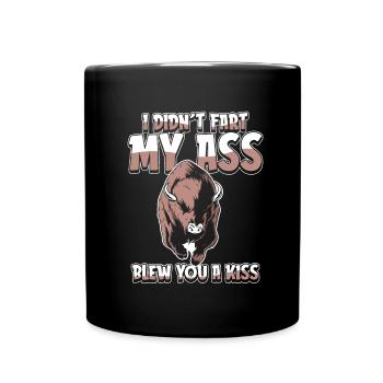 Bison Büffel Lustig - Tasse einfarbig - Schwarz - Vorne