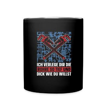 Rohrleitungsbauer Witzig - Tasse einfarbig - Schwarz - Vorne