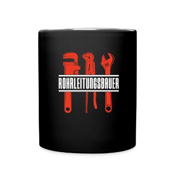 Rohrleitungsbauer Lustig - Tasse einfarbig - Schwarz - Vorne