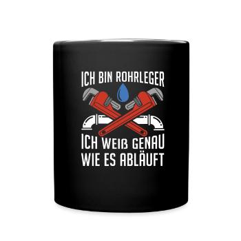 Rohrleitungsbauer Witzig - Tasse einfarbig - Schwarz - Vorne