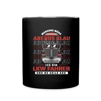 Lkw Fahrer Trucker Lastwagenfahrer - Tasse einfarbig - Schwarz - Vorne