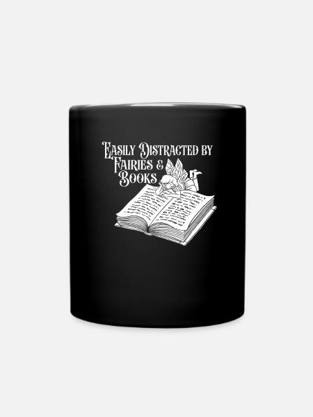 Buch Leseratte Bücherwurm Niedlich Buchfee - Tasse einfarbig - Schwarz