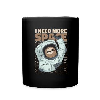 Faultier Astronaut I Need More Space - Tasse einfarbig - Schwarz - Vorne