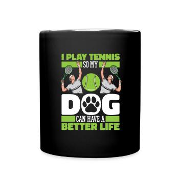 Chien de tennis - Mug uni - noir - Devant