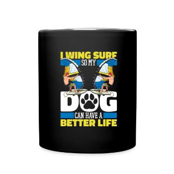 Wing Surf Wing Foil Hund - Tasse einfarbig - Schwarz - Vorne