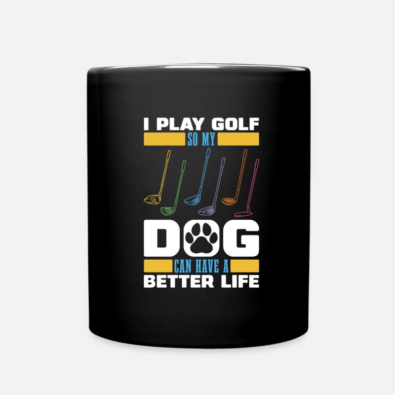 Golf Golfer Golfen Hund - Tasse einfarbig - Schwarz