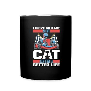 Go Kart Karting Karting Cat - Full Colour Mug - black - Front