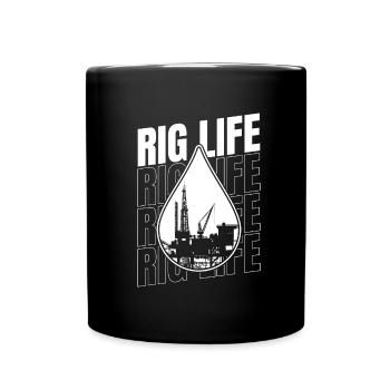 Ölfeld Bohrinsel Rig Life - Tasse einfarbig - Schwarz - Vorne