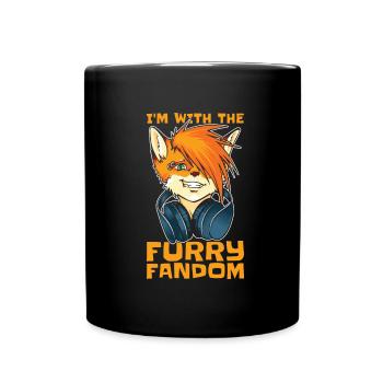Furry Fandom Fursuits Headphones - Full Colour Mug - black - Front