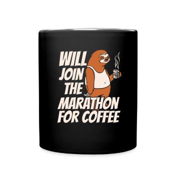 Faultier Kaffee Faultier Läuft - Tasse einfarbig - Schwarz - Vorne