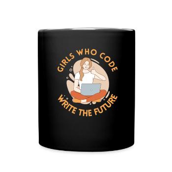 Developer Coder Programmer Girl - Full Colour Mug - black - Front