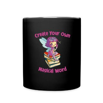 Book Bookworm Bookworm Magic Book Fairy - Full Colour Mug - black - Front