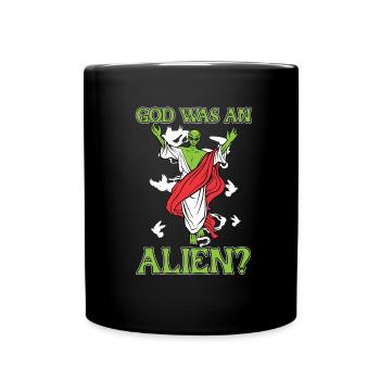 Christ Christentum Lustig Außerirdischer Jesus - Tasse einfarbig - Schwarz - Vorne