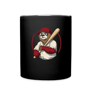 Faultier Niedlich Faultier Baseball - Tasse einfarbig - Schwarz - Vorne