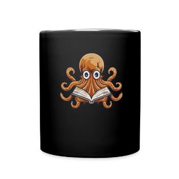 Book, Bookworm, Bookworm, Octopus, Book - Full Colour Mug - black - Front