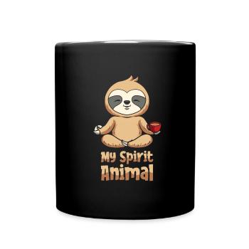Faultier Niedlich Faultier Sonnenblume - Tasse einfarbig - Schwarz - Vorne