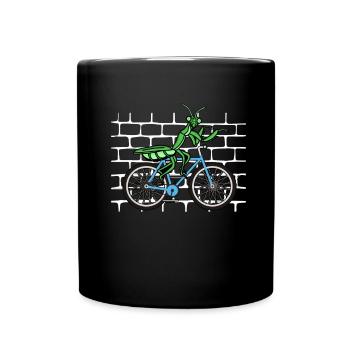Mantis Gottesanbeterin Fahrrad - Tasse einfarbig - Schwarz - Vorne