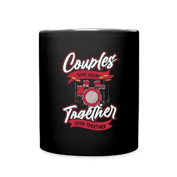 Schlagzeug Drummer Schlagzeuger Paar - Tasse einfarbig - Schwarz - Vorne