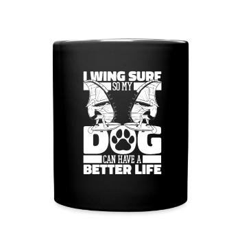 Wing Surf Wing Foil Hund - Tasse einfarbig - Schwarz - Vorne