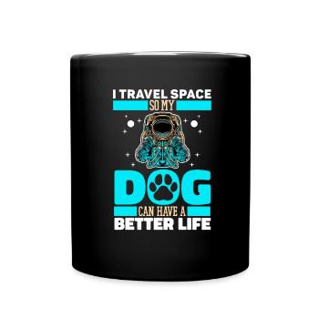 Astronaut Raumfahrer Kosmonaut Hund - Tasse einfarbig - Schwarz - Vorne