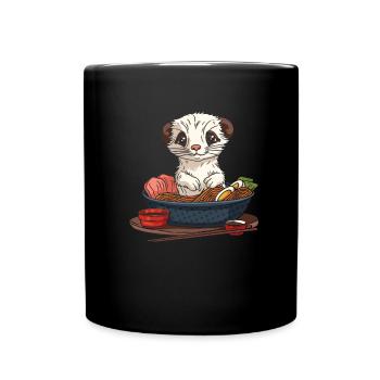 Frettchen Iltis Ramen - Tasse einfarbig - Schwarz - Vorne