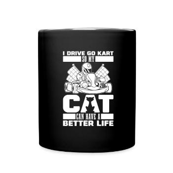 Go Kart Karting Karting Cat - Full Colour Mug - black - Front
