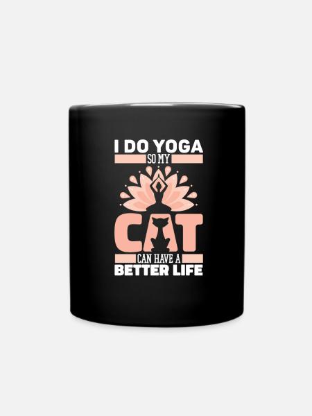 Yoga Katze - Tasse einfarbig - Schwarz
