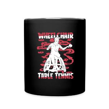 Tischtennis Pingpong Rollstuhl - Tasse einfarbig - Schwarz - Vorne