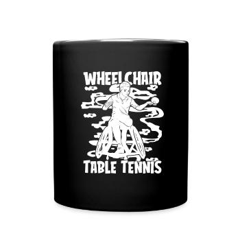 Tischtennis Pingpong Rollstuhl - Tasse einfarbig - Schwarz - Vorne
