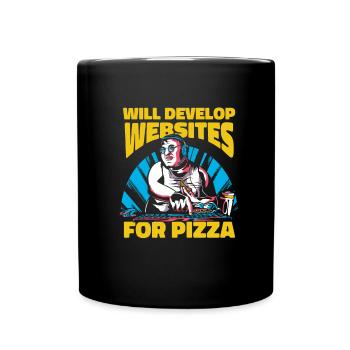 Web Entwickler Webdeveloper Pizza - Tasse einfarbig - Schwarz - Vorne