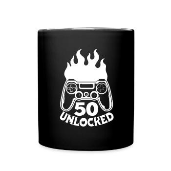Gamer Gaming Birthday Level 50 Unlocked - Full Colour Mug - black - Front