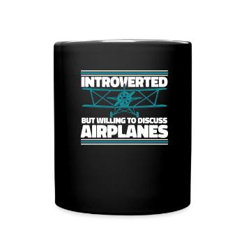 Airplane Mechanic Introvert - Full Colour Mug - black - Front