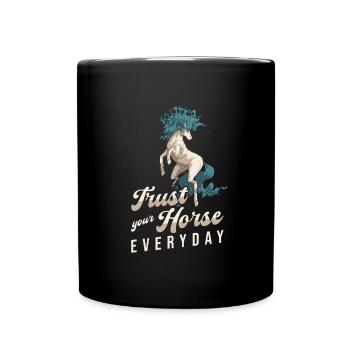 Pferd Reitsport Cool Ausdauerreiten - Tasse einfarbig - Schwarz - Vorne