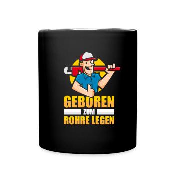 Rohrleitungsbauer Witzig - Tasse einfarbig - Schwarz - Vorne